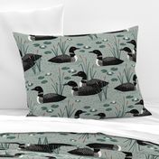 Loons on the Lake - Lake Life Collection (Seafoam Green) (Medium)