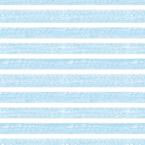 Horizontal  Watercolor Stripes in Ocean Blue on White