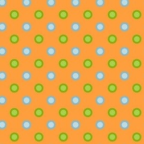 Double Dots_blue green on orange_SMALL_2