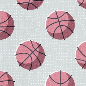 Large jumbo scale // Basketball balls polka dots // bunny grey dotted background carissma blush pink balls modern retro color block tween spirit bedroom barbiecore barbiemania