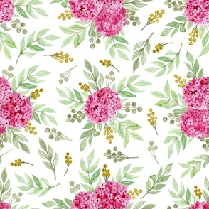 Watercolour flowers, white background. Seamless floral pattern-277.