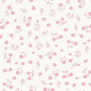 spring cottage floral // candy pink on white