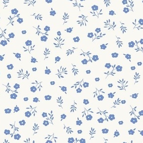 spring cottage floral // cornflower blue on white