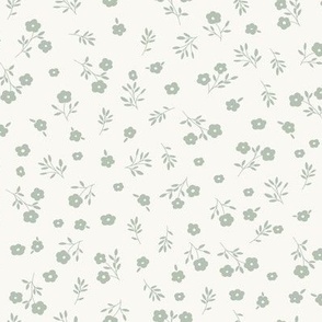 spring cottage floral // light sage green on white