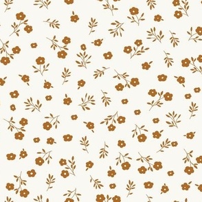 spring cottage floral // raw sienna brown on white