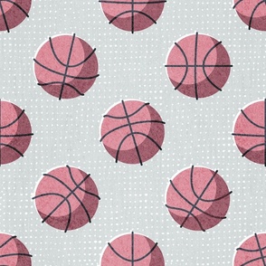 Normal scale // Basketball balls polka dots // bunny grey dotted background carissma blush pink balls modern retro color block tween spirit bedroom barbiecore barbiemania 