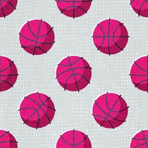 Normal scale // Basketball balls polka dots // bunny grey dotted background fuchsia pink balls modern retro color block tween spirit bedroom barbiecore barbiemania