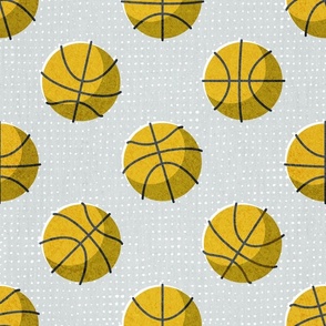 Normal scale // Basketball balls polka dots // bunny grey dotted background sun yellow balls modern retro color block tween spirit bedroom