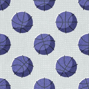 Normal scale // Basketball balls polka dots // bunny grey dotted background very peri blue balls modern retro color block tween spirit bedroom