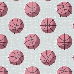 Small scale // Basketball balls polka dots // bunny grey dotted background carissma blush pink balls modern retro color block tween spirit bedroom 