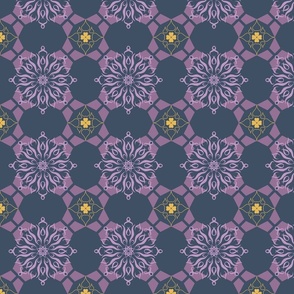 Whimsical Gothic Wallpaper Floral Theme with a Dark Blue Background