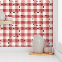 Ants on Summer Picnic Tablecloth {on Linen // Off White} Muted Red Gingham 