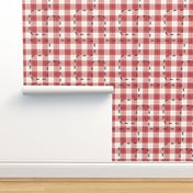 Ants on Summer Picnic Tablecloth {on Linen // Off White} Muted Red Gingham 