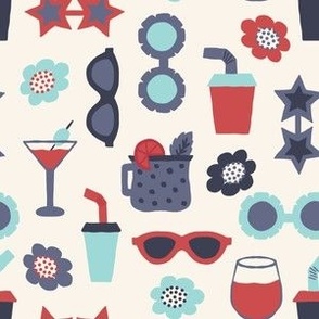 Sips & Sunnies {on Linen / Off White} Summer Cocktails, Drinks, Sunglasses