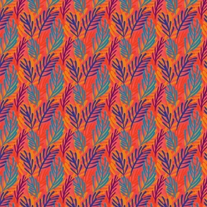 Bright multi-colored boho leaves - medium