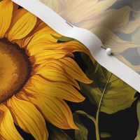 12" Fall Sunflower Flower Field with Butterflies in Black by Audrey Jeanne