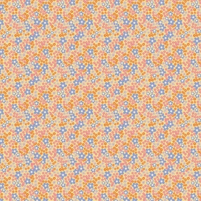Millefleur Ditzy  Pink, Blue, Orange, Yellow Floral  4" repeat
