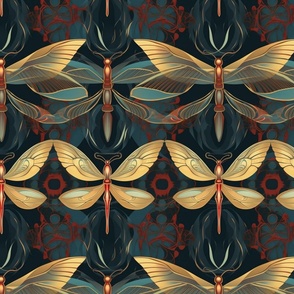 art nouveau dragonflies