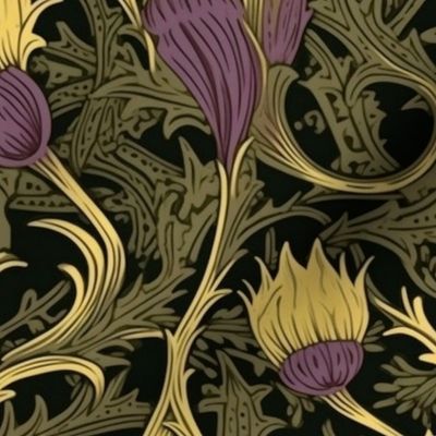 art  nouveau thistles in bloom