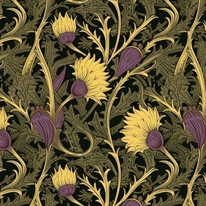 art  nouveau thistles in bloom