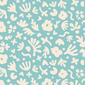 Wiggle Room Boho Bouquet Large Scale Cream on Light Blue