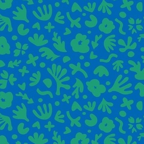 Wiggle Room Boho Bouquet Large Scale Green on Blue