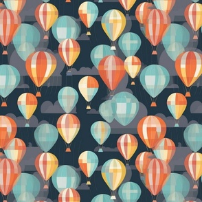 art deco geometric balloons in orange and blue