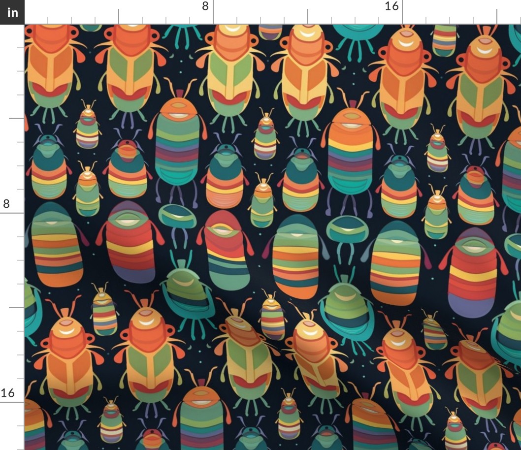 art deco rainbow beetles