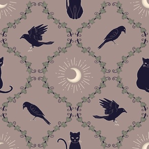 Dusty Rose Moon, Cats and Crows • Large Scale