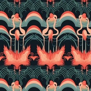 art deco geometric abstract flamingos 
