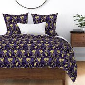 art deco geometric irises in gold and purple
