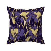 art deco geometric irises in gold and purple