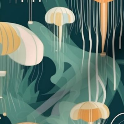 art deco geometric jellyfish 