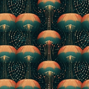 art deco geometric jellyfish forest