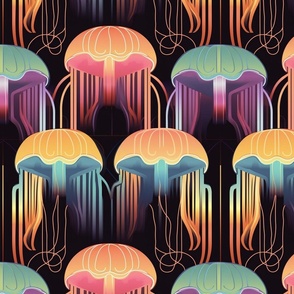 art deco geometric polychromatic jellyfish 