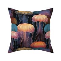 rainbow polychromatic art deco geometric jellyfish 