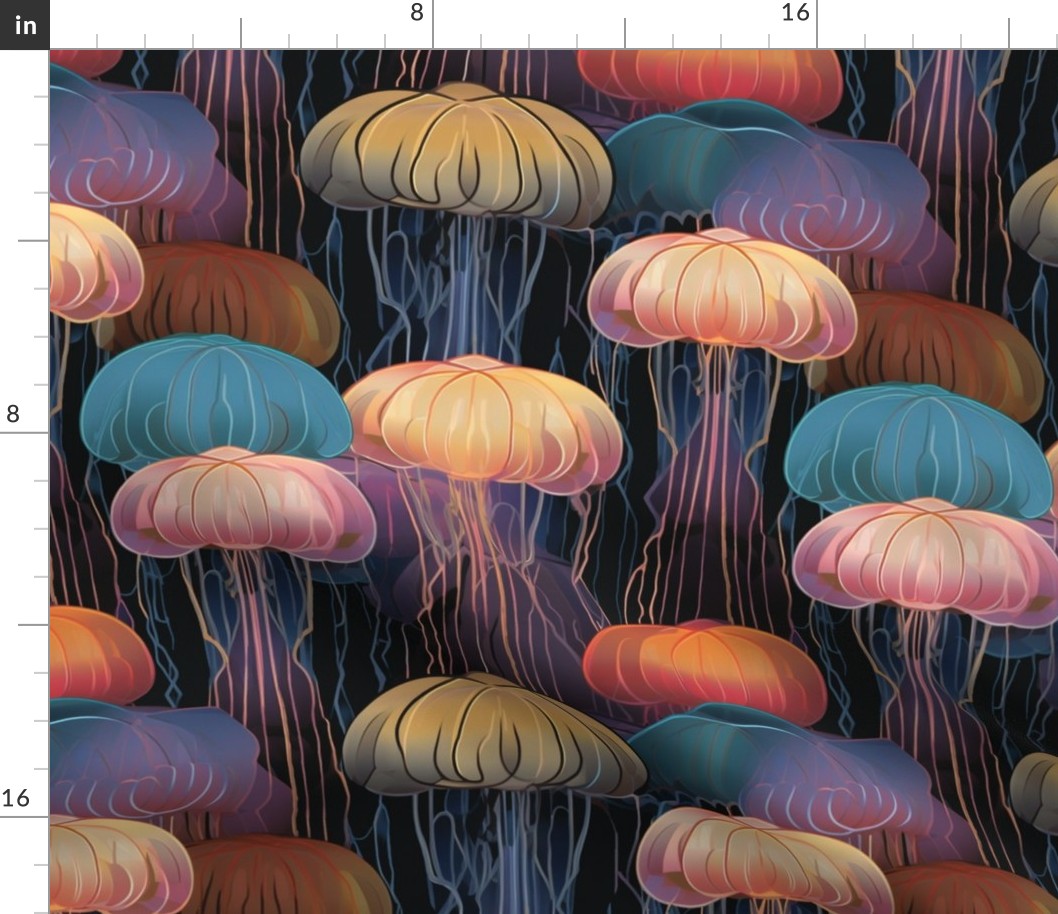 rainbow polychromatic art deco geometric jellyfish 