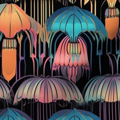 art deco polychromatic geometric jellyfish 