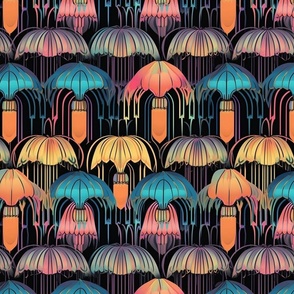 art deco polychromatic geometric jellyfish 