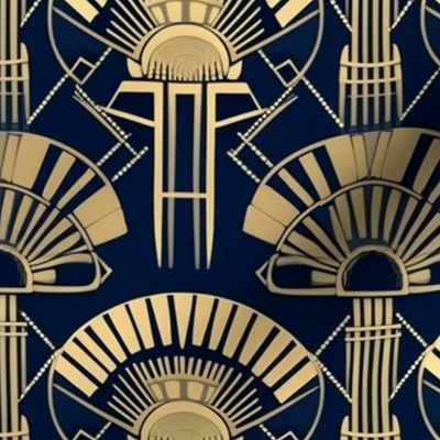 art deco geometric egyptian fans