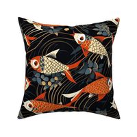 japanese art deco geometric koi fish 