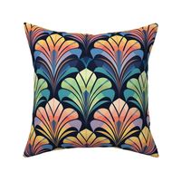 art deco geometric lotus in polychromatic