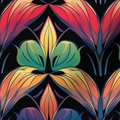 art deco geometric rainbow polychromatic lotus