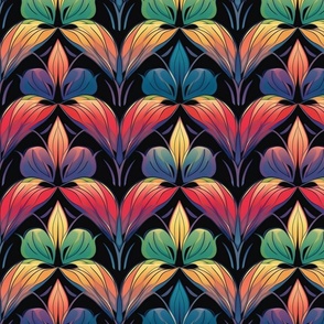 art deco geometric rainbow polychromatic lotus