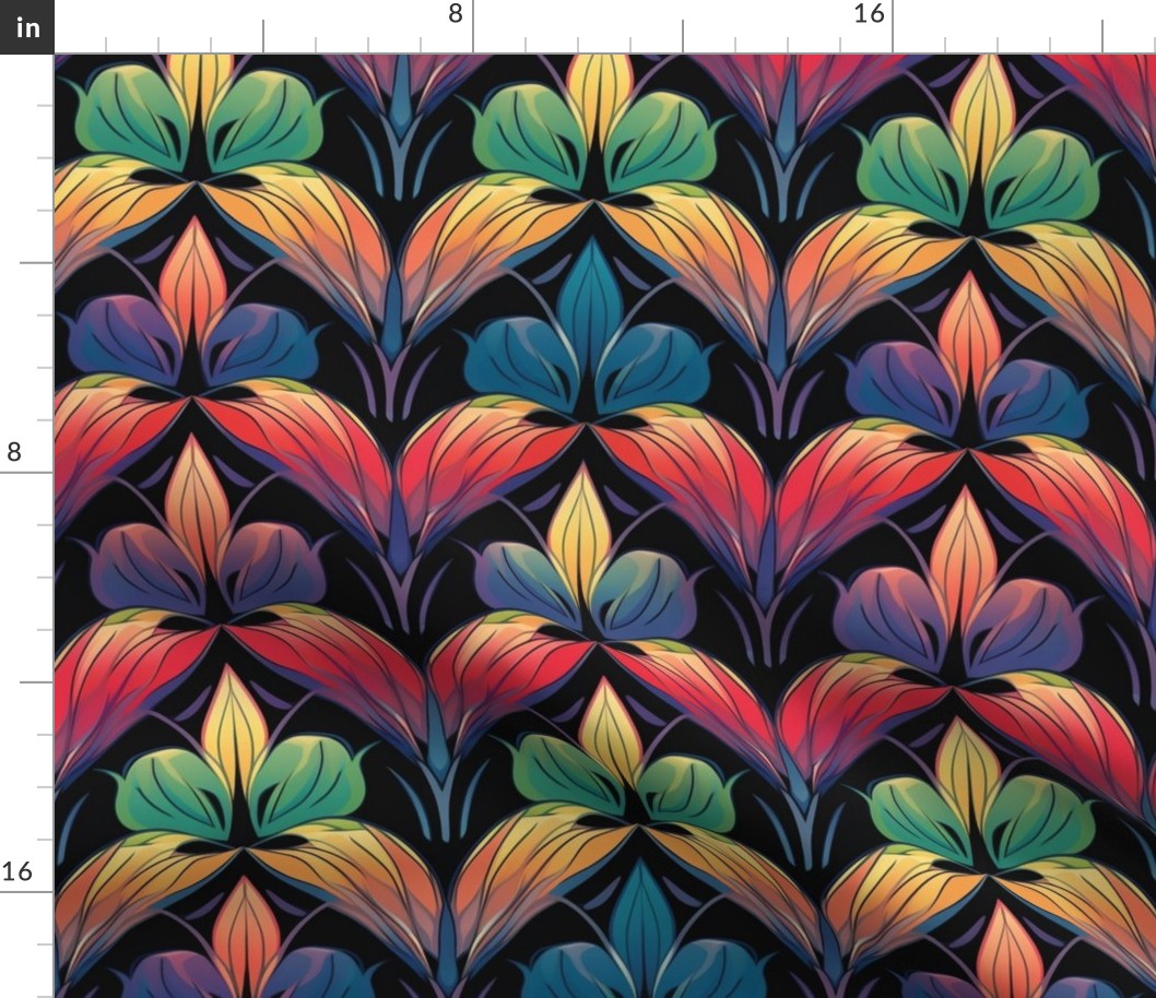 art deco geometric rainbow polychromatic lotus
