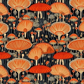 art deco geometric mushrooms 