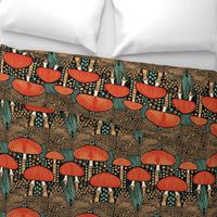 art deco geometric mushroom forest