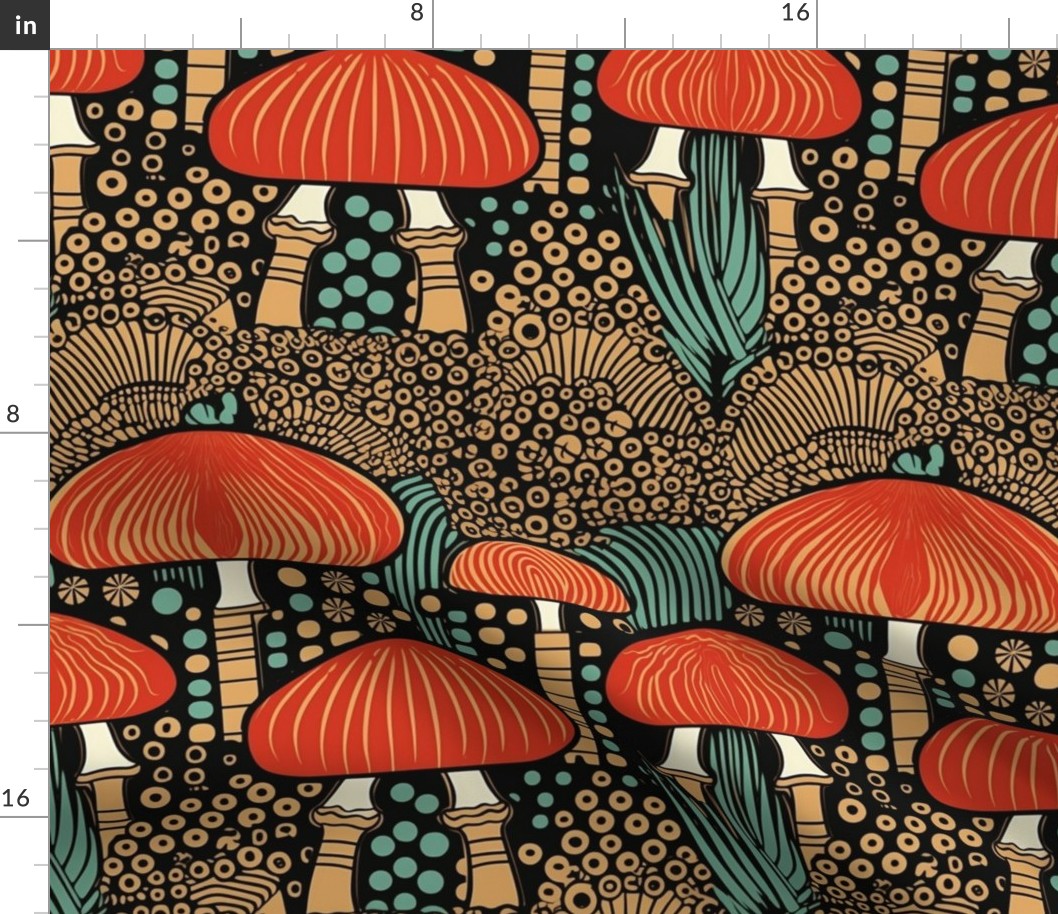 art deco geometric mushroom forest