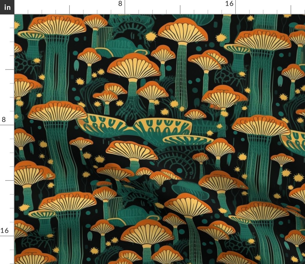 art nouveau geometric mushrooms 