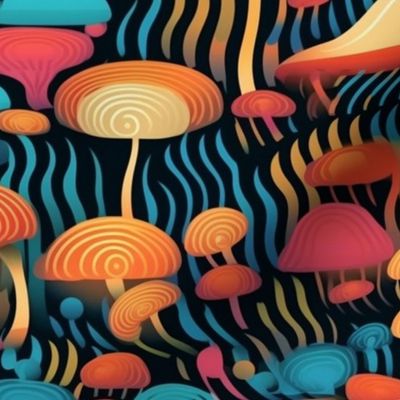 art deco geometric wonderland mushrooms 